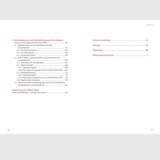 Inhaltsverzeichnis Projektbericht 2. Band - Wenn Gemeindeteams Leitung übernehmen