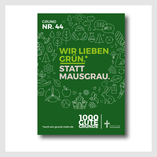 Vorderseite Saattüte - Grund 44 - Wir lieben Grün. Statt Mausgrau.