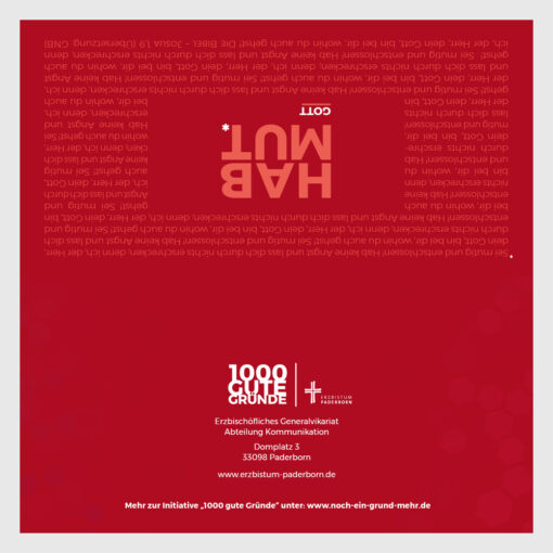 Vorder- und Rückseite Klappkartenmotiv - Habt Mut Gott