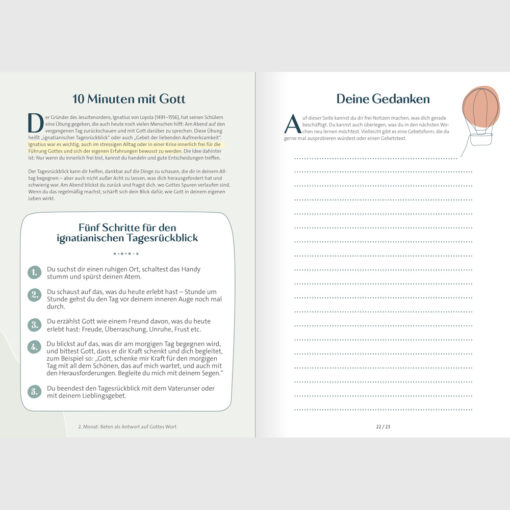 Inhaltsseite - YOUPAX - Jahres-Journal für deinen Glauben - in Gottes Hand geschrieben