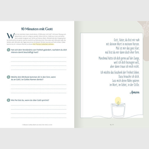 Inhaltsseite - YOUPAX - Jahres-Journal für deinen Glauben - in Gottes Hand geschrieben