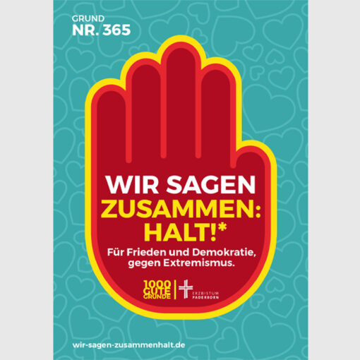 Aufklebermotiv mit Grund 365 - Wir sagen zusammen:halt! - in türkis