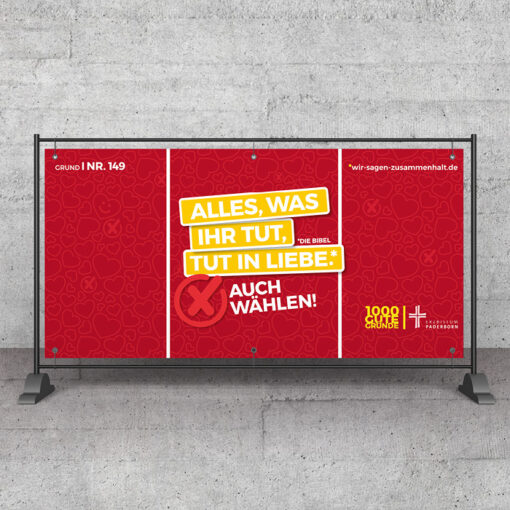 Outdoor-Banner: Alles, was ihr tut, tut aus Liebe.