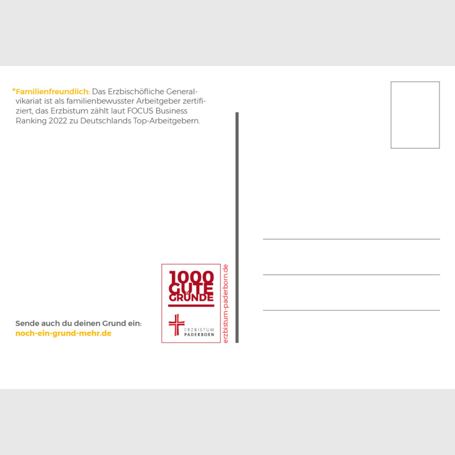 Rückseite Postkarte Grund 321 - mit Adressfeld